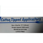 Cotton Tipped Applicators 3" (7.62cm) 1000 / Box Latex Free Dental Q Tips